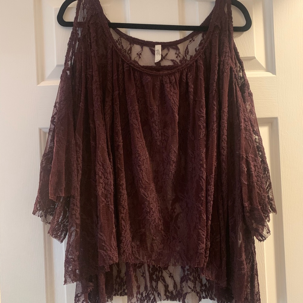 Free People Lace Cold Shoulder Blouse